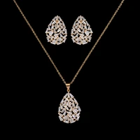 jewelry sets hadiyana classical delicate women wedding water droplets shape bridal necklace and earrings set cn321 bisuteria