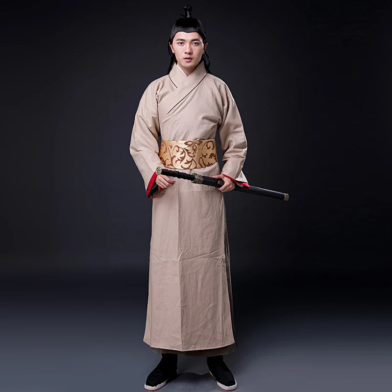 Льняная одежда Китайские мужские костюмы Ханьфу для актеров Министры и ученые эпохи песни косплей необычные.