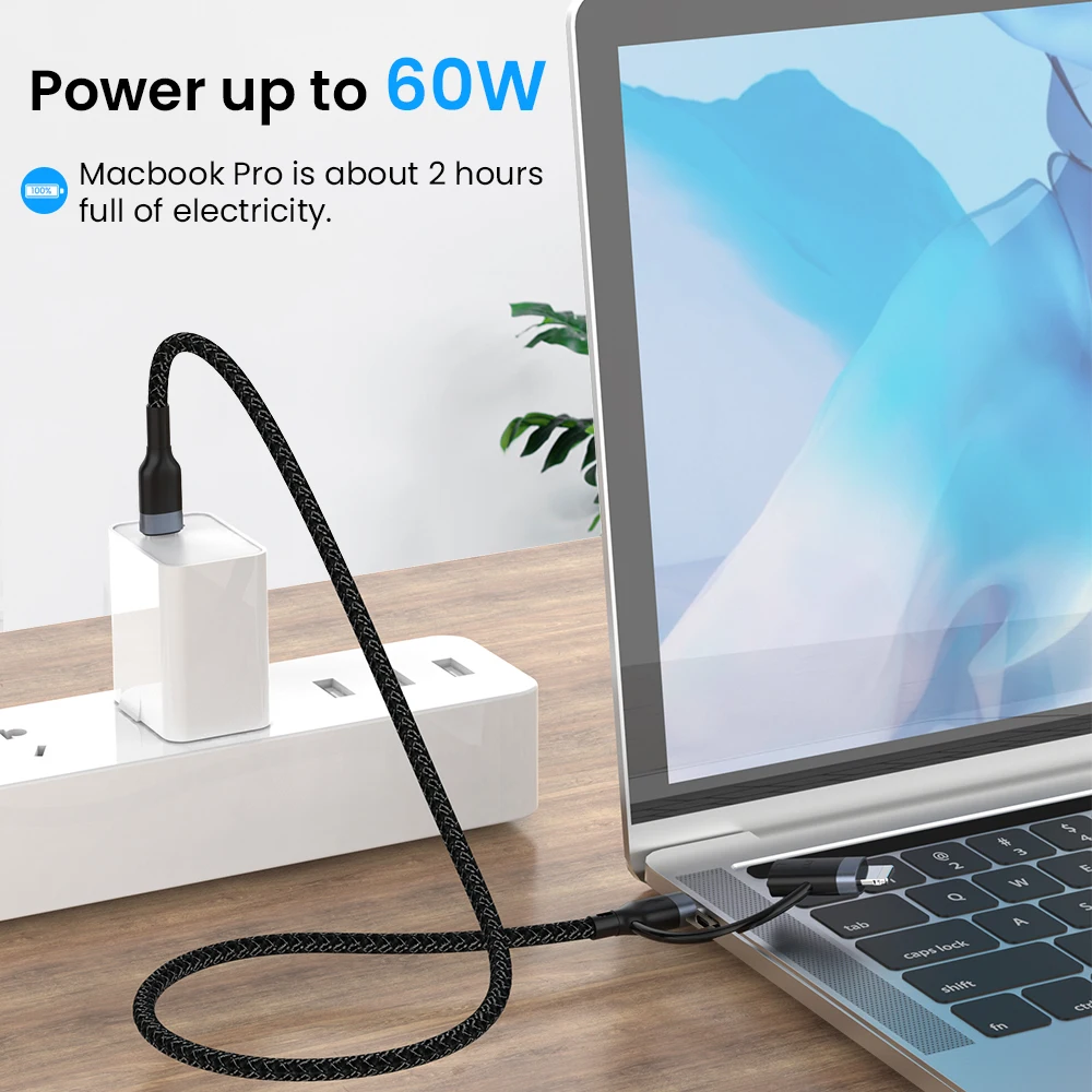 2 в 1 60 Вт/20 Вт PD USB Type C кабель для iPhone 13 12 11 Pro XS XR быстрое зарядное устройство MacBook