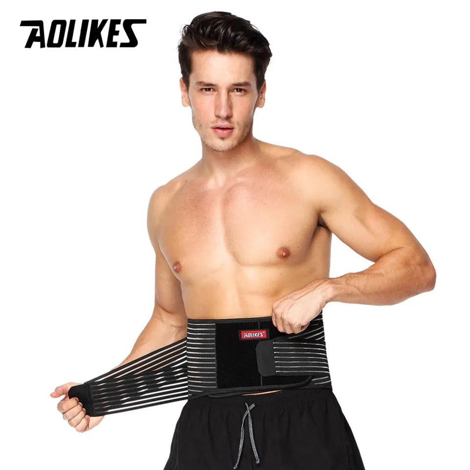 

AOLIKES Black Waist Support Brace Belt Lumbar Lower Waist Double Adjustable Back Belt For Pain Relief Gym Sports Accessories