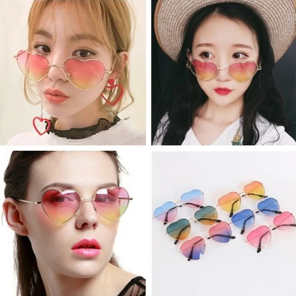 New Heart Shaped Windproof Sunglasses Hippy Boho Festival Style London Euro Design Women Sun Glasses Vintage Eyewear Metal Frame|Женские