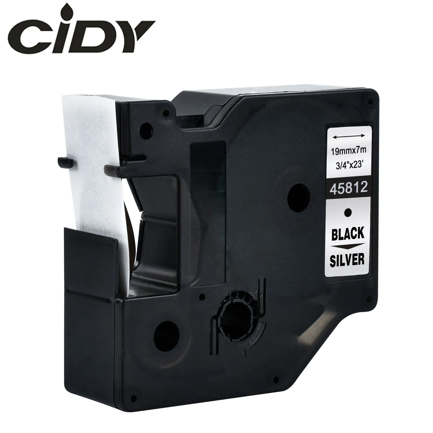 Этикетка CIDY 1 шт. 45803 совместимый с Dymo D1 19 мм лента для маркировки 45800 45808 черного цвета на белом ленты с лейблом для этикетка Dymo менеджер 160 280 210 - Цвет: black on silver