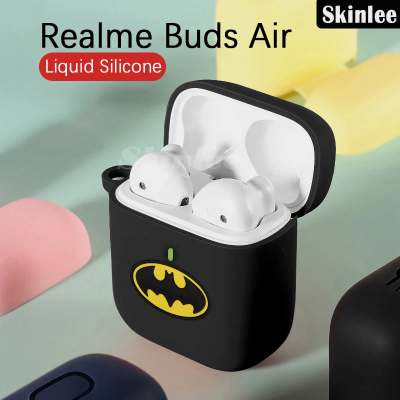 Жидкий силиконовый чехол Skinlee для Realme Buds Air с мультяшным дизайном и полным