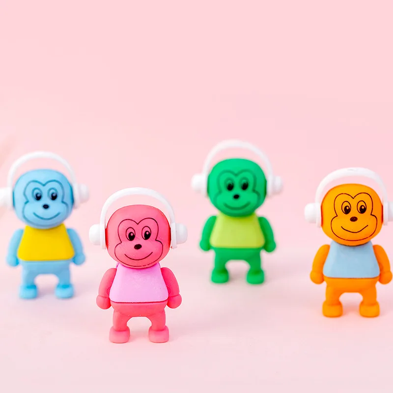 

8 PCs Creative Cartoon with Monkey Eraser Student Eraser Stationery Wholesale