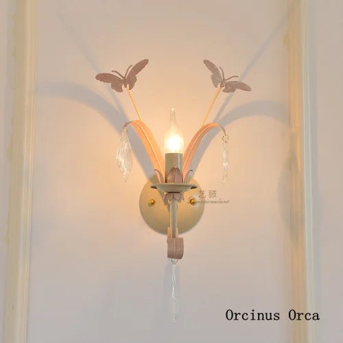 Американская романтическая настенная лампа в виде розовой бабочки гостиной