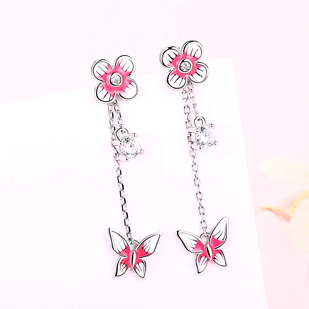925 серьги подвески с цветочным украшением из чистого серебра бабочка висит 2020