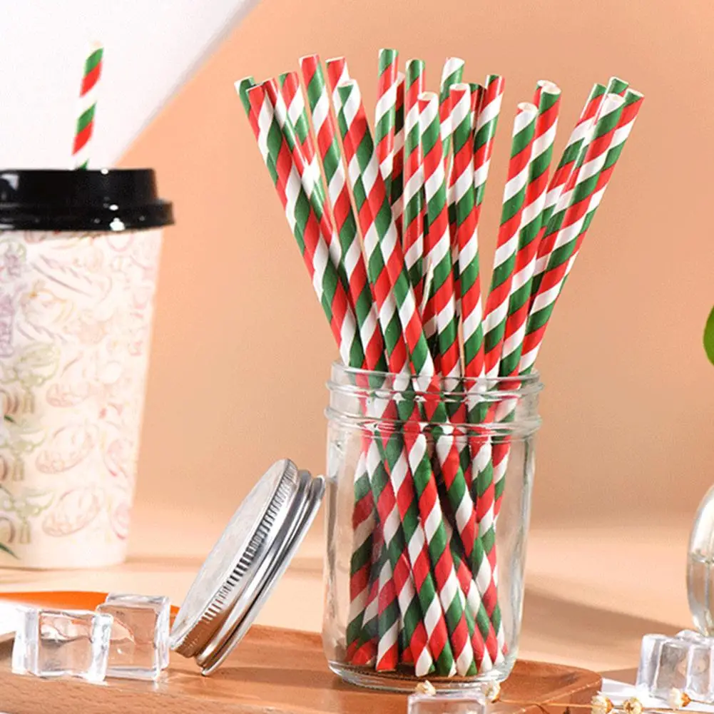 25 шт рождественские красные зеленые бумажные соломенные одноразовые бар