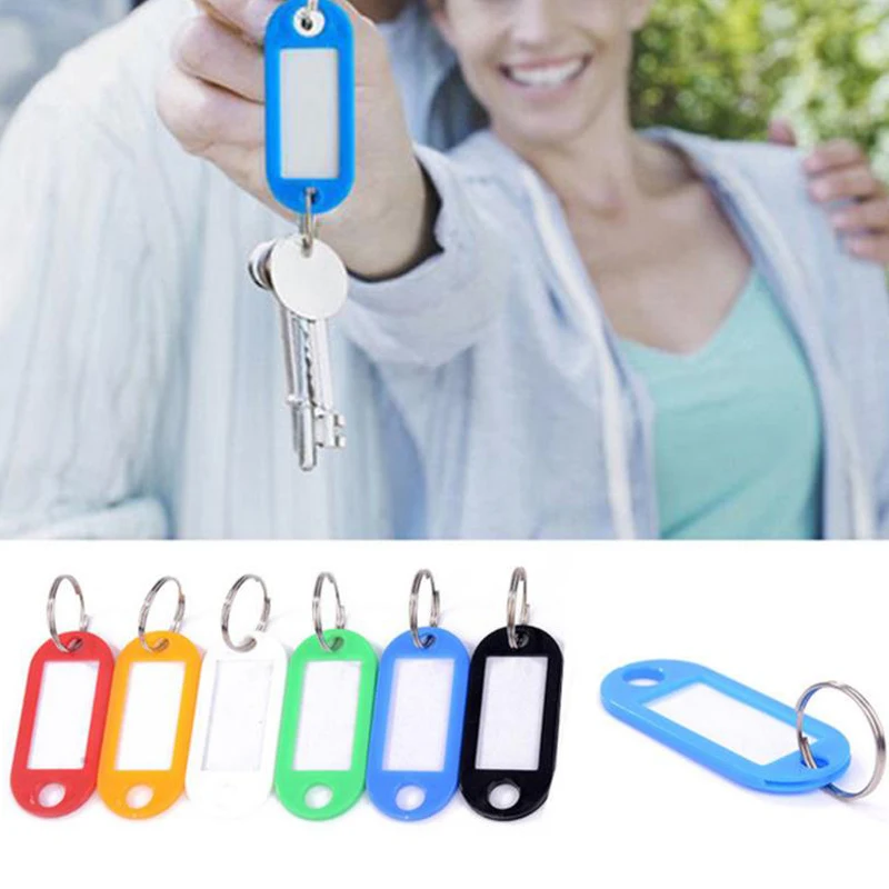 

10Pcs Plastic Keychain Blank Key Ring DIY Name Tags For Baggage Paper Insert Luggage Tags Key Chain Accessories Random