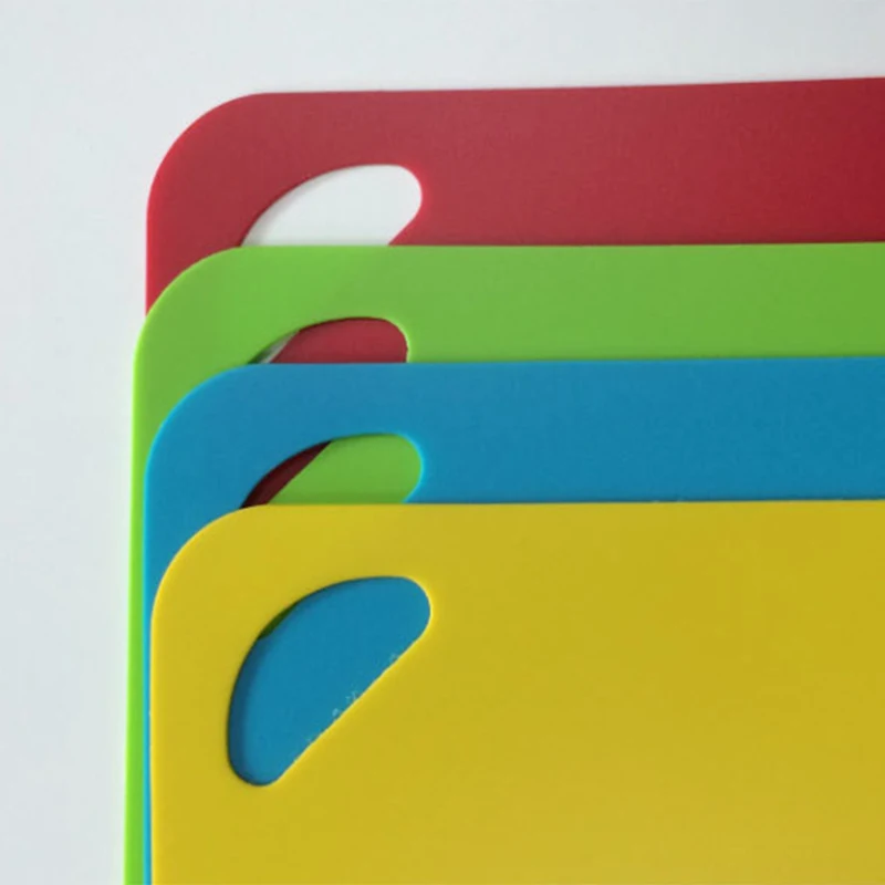 

Flexible Plastic Chopping Board Set - Mats with Food Icons & Easy-Grip Handles, BPA-Free, Non-Porous, Dishwasher Safe- Set of 4