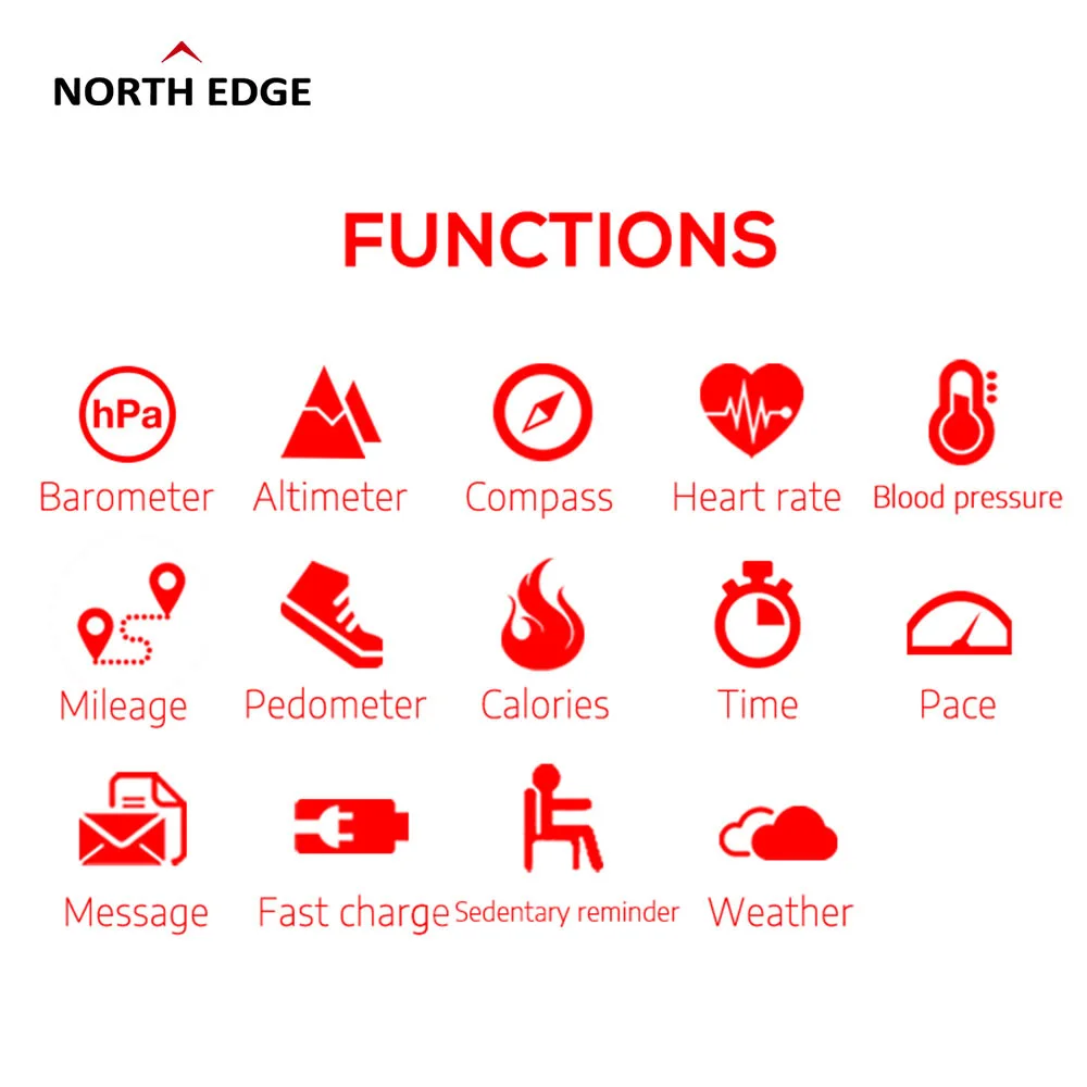 North EDGE GPS Смарт часы FIT2 мужские компасы атмосферные BT звонки спортивные высота