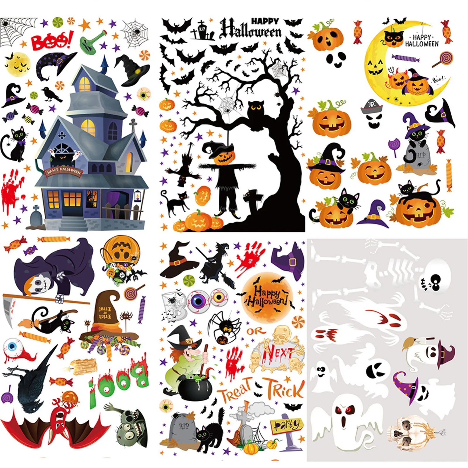 

Horror Halloween Handprint Stickers Window Clings Castle Stickers For Halloween Party Window Wall Door Floor Decal Stickers
