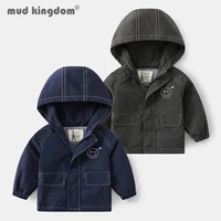 mudkingdom boys hooded jacket smiley star long sleeve zipper loose fit windbreaker boy spring autumn clothes for kids outerwear