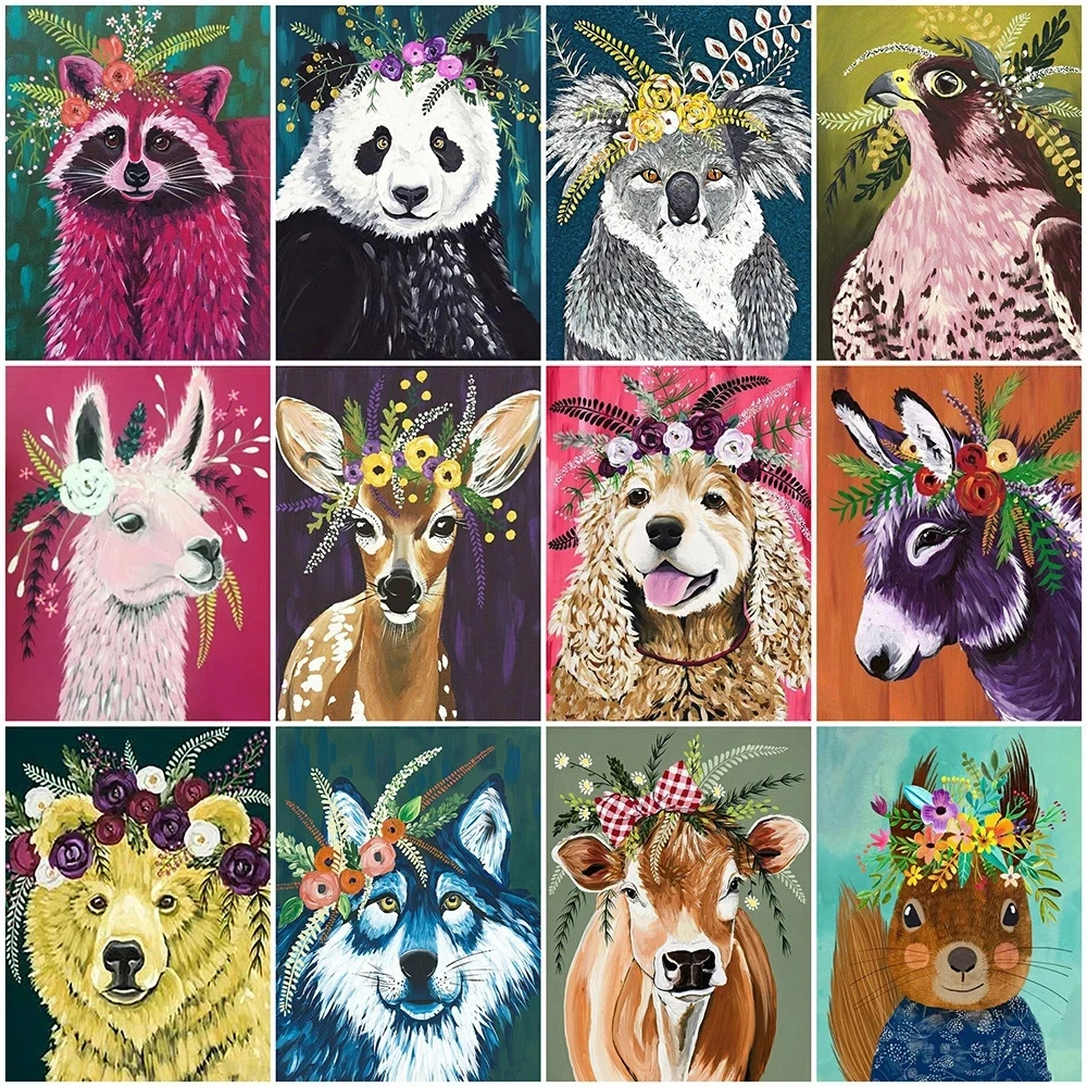 

Sontonga 5D Diy Diamond Painting Full Square Panda Picture Rhinestones Diamond Embroidery Animals Mosaic Wolf Home Decoration