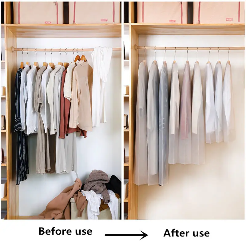 

12 Pcs/lot Clothes Suit Coat Dust Cover Transparent Wardrobe Washable Clothing Bag Hanging Household Item Cover Dustproof Cover
