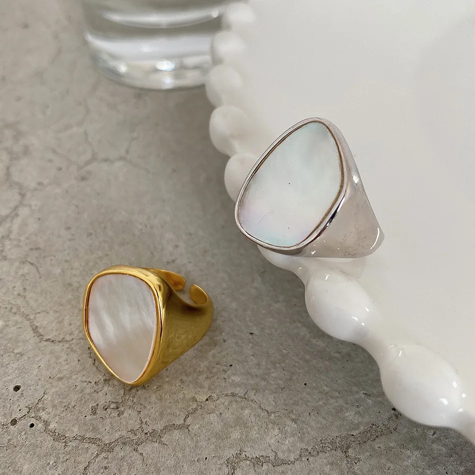 Amaiyllis 925 Sterling Silber Shell Open Ring Schwere Einstellbare Index Finger Ring Für Weibliche Schmuck Geschenk – Detail 3