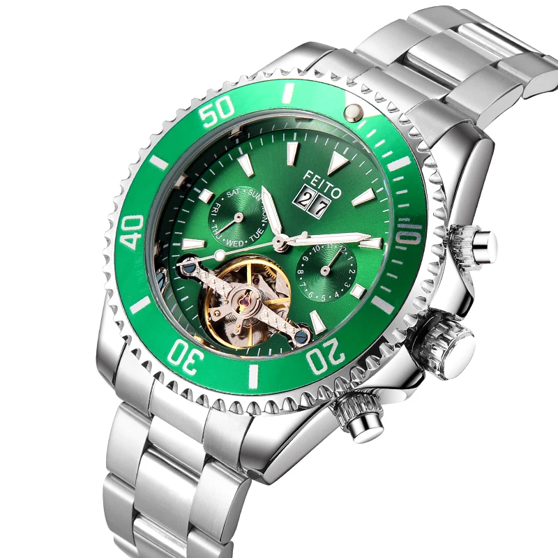 

FEITO New Men Mechanical Wristwatch Luxury Ceramic Bezel Automatic Watch Luminous Sapphire Glass Watch For Men Relogio Masculino