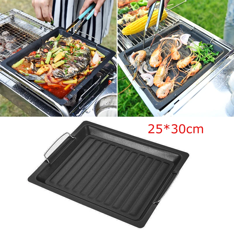 

BBQ Non-stick Frying Pans Barbecues Barbecue Pan Rectangular Barbecue Pan Outdoor Picnic Tools Kitchen Cooking