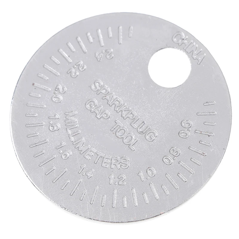 

Spark plug gap measuring tool Coin shape spark plug gap adjustment tool 0.6-2.4mm Spark plug measurement aid