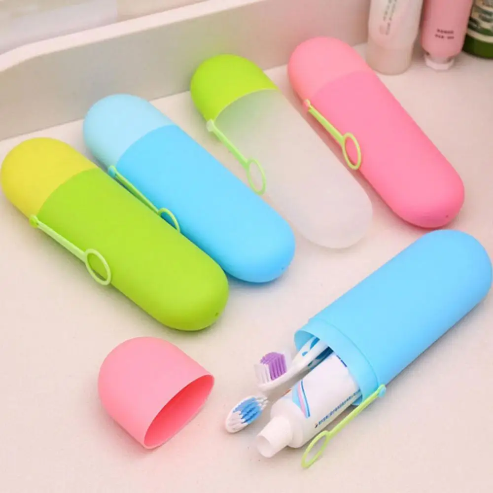 

Portable Travel Toothpaste Toothbrush Holder Storage Cup Bathroom Accessory Plastic Storage Cup Hiking Camping Toothpaste Holder