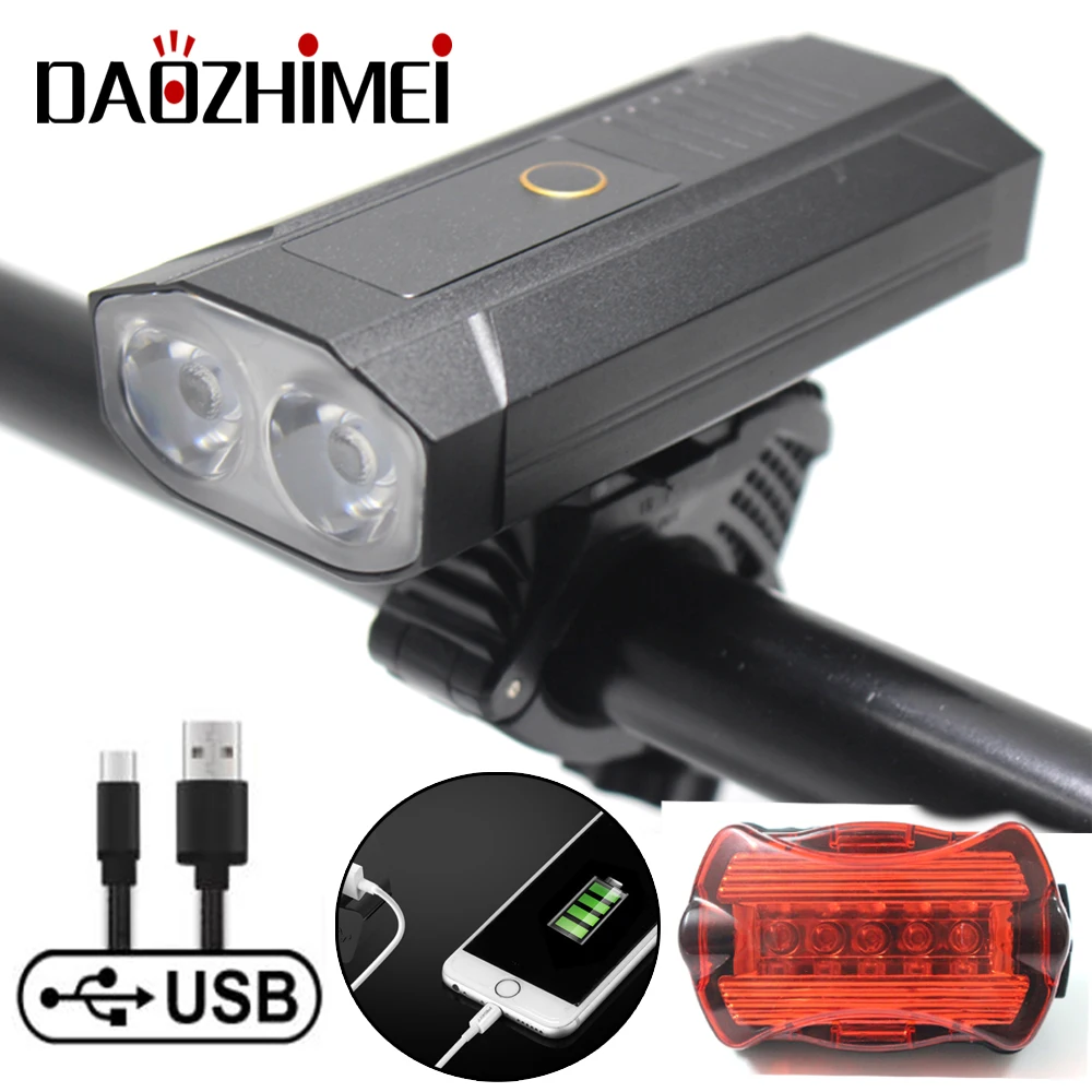 

Rechargeable Bicycle Light 2*T6 LED Bike Headlight IP65 Waterproof Cycling Flashlight MTB Front Lamp Power Bank Accessories