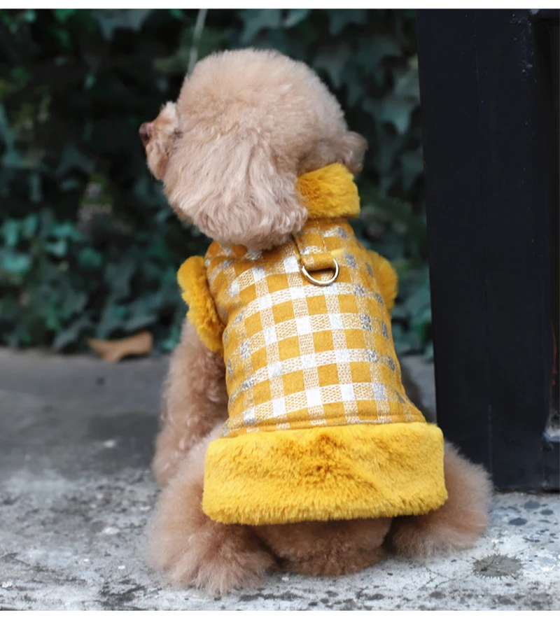 Three color warm winter Dog parka clothing Puppy Clothes Vestidos vest cat Pets dogs coats Jacket Jackets Chihuahua plaid parka