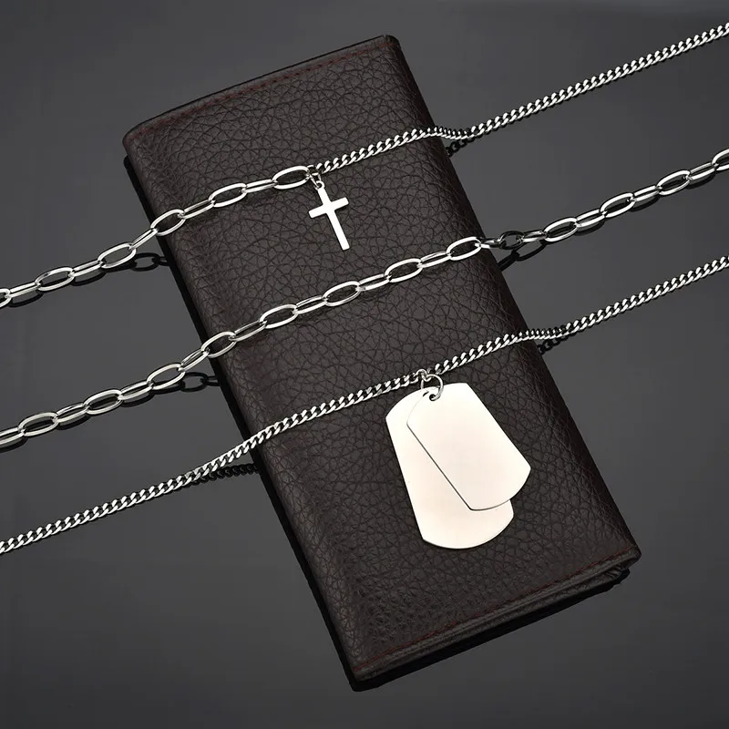 Ожерелье ELSEMODE для мужчин и женщин многослойная подвеска из нержавеющей стали в