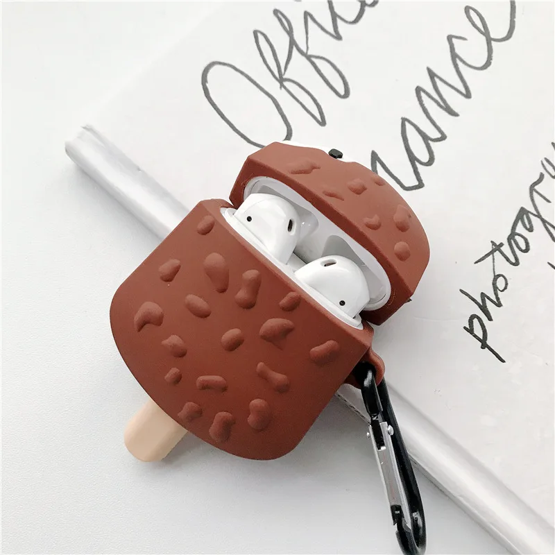 

For Airpods 1/2 Case,Creative Chocolate Ice Cream Case Soft Silicone Earphone Headphone Cover Case For Apple Airpods Case