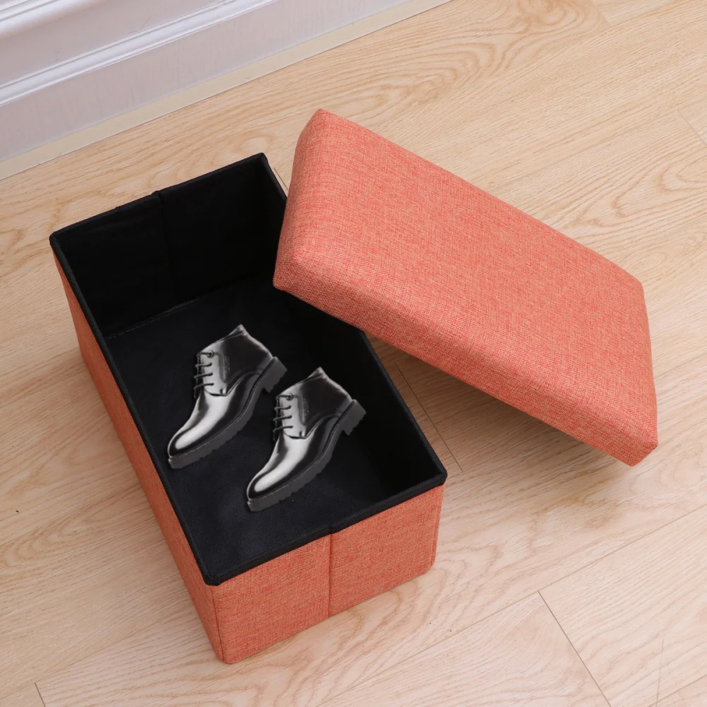 

Foldable Storage Ottoman with Folding Chest Storage Box Linen Fabric Ottomans Bench Foot Rest for Bedroom Living Room (Grey)