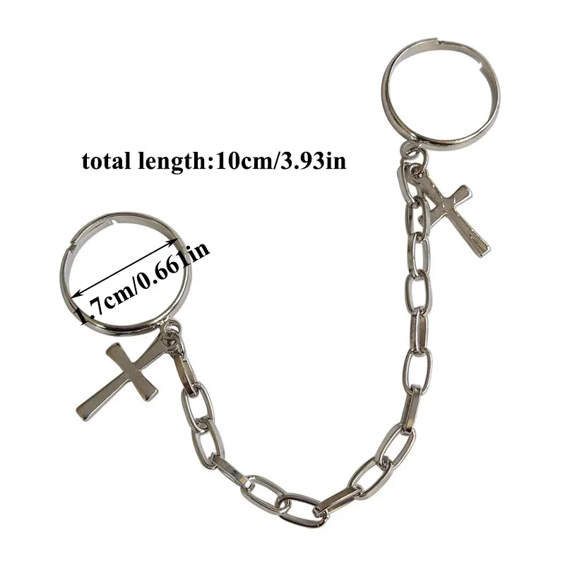 

Silver Color Plated Retro Punk Hip-Hop Cross Ring Hand Finger Chain Adjustable Rings Jewelry Gift for Men Women Unisex Ring