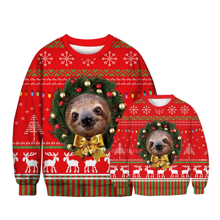 Семейная одежда Рождественские свитера для мамы и меня мультяшный костюм отца