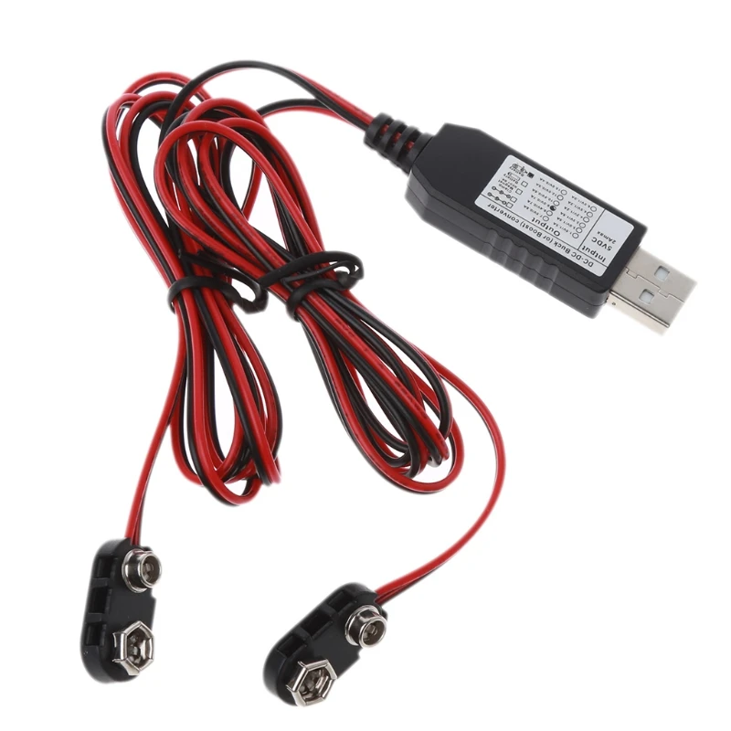 

100cm 300cm 2in1 USB Mains Convert to Dual 6F22 9V Battery Eliminator Replace 2pcs 9V Battery USB Power Supply Cable