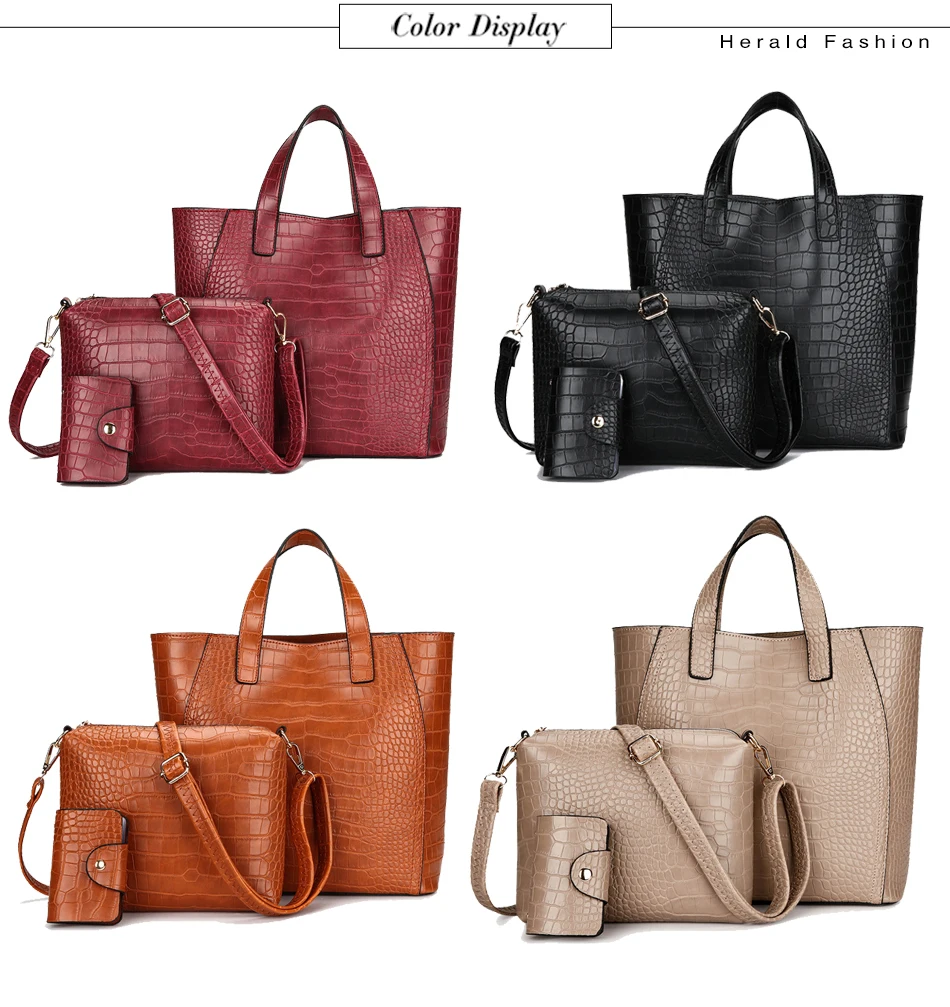 Herald Fashion каменный узор Для женщин Сумочка 3 шт./компл. композитная сумка через плечо женская сумка из искусственной кожи, сумка-клатч, сумка-тоут