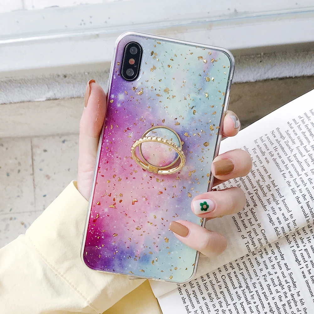 SoCouple кольцо из ТПУ чехол-держатель для iphone 7 8 6 6s plus чехол для iphone XR 11 Pro X Xs Max мраморный Золотой фольга кольцо держатель чехол