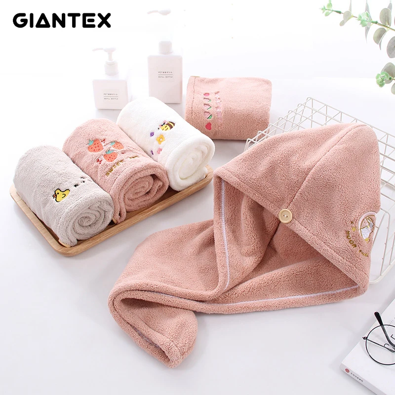 GIANTEX полотенце из микрофибры с вышивкой для ванной комнаты волос банное s