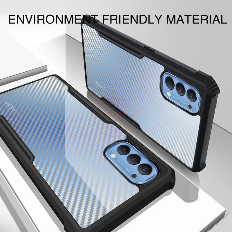

Rzants For Oppo Reno 4 OPPO Reno 4 Pro 4G Phone Case Hard [Carbon Beetle] Shockproof Slim Crystal Clear Cover Double Casing