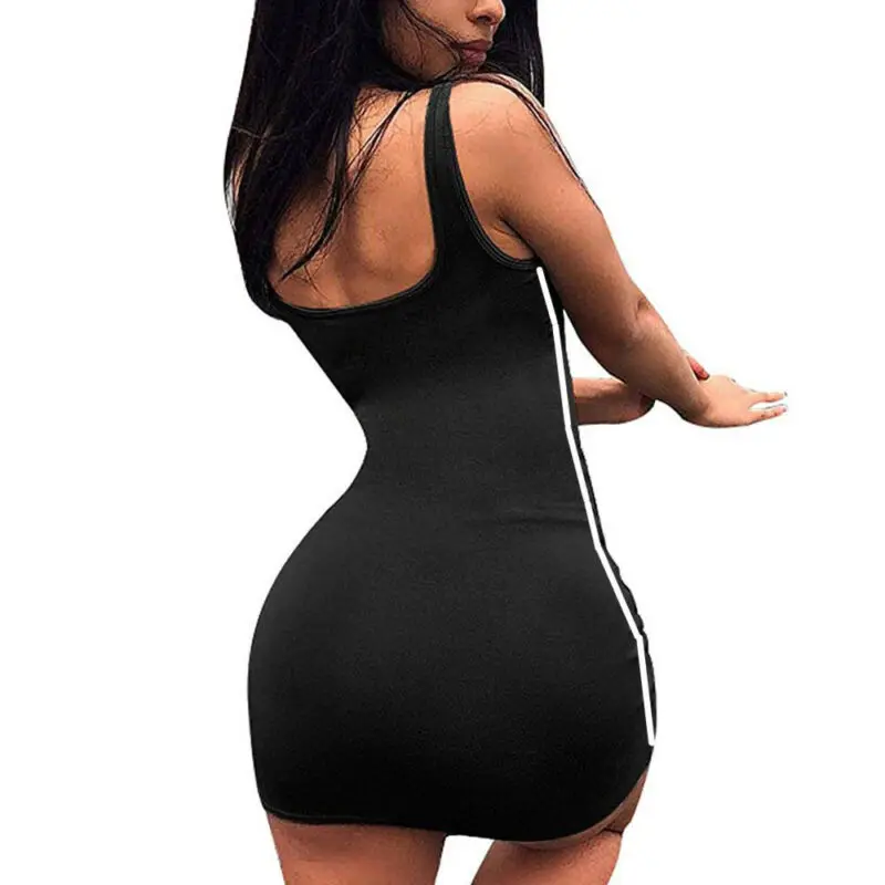 

Womens Sexy Solid Mini Dress Summer Beach Bodycon Clubwear Short Dresses