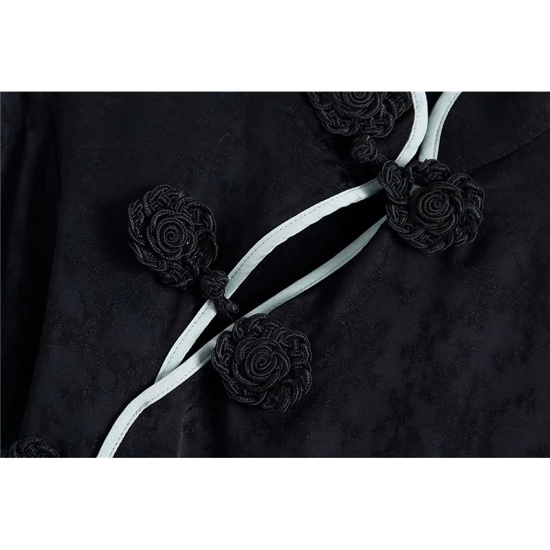 Женские винтажные платья Evfer в китайском стиле с цветочной вышивкой черные