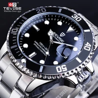 tevise black bezel silver stainlsee steel calendar dispaly 2020 luxury brand automatci mechanical wrist watches top brand luxury
