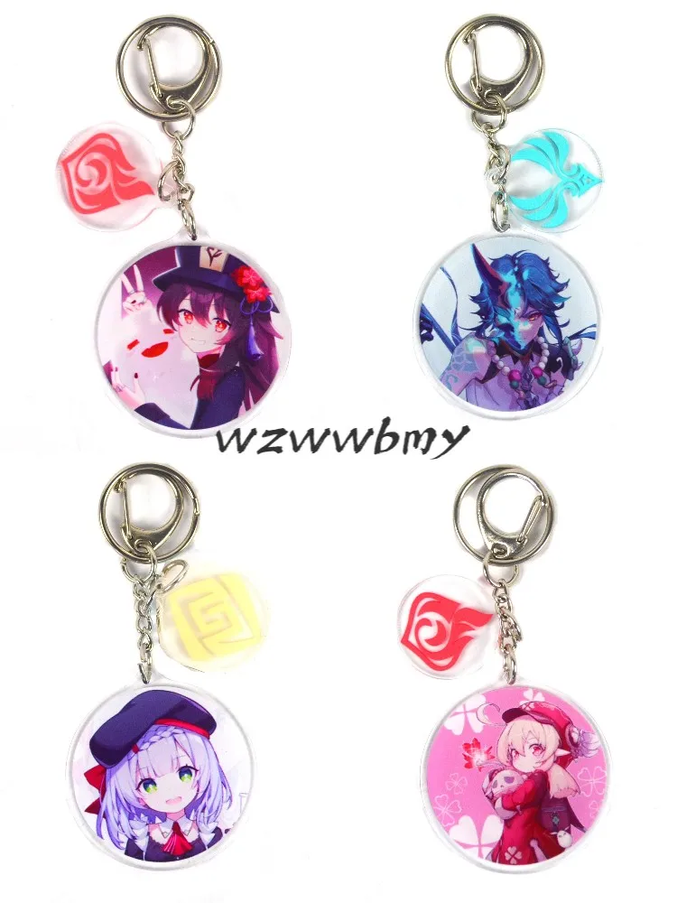 

Anime Genshin Impact Zhongli Diluc Venti Paimon Fashion Keychain Keyring Base Acrylic Stands Keyring Gift For Fans