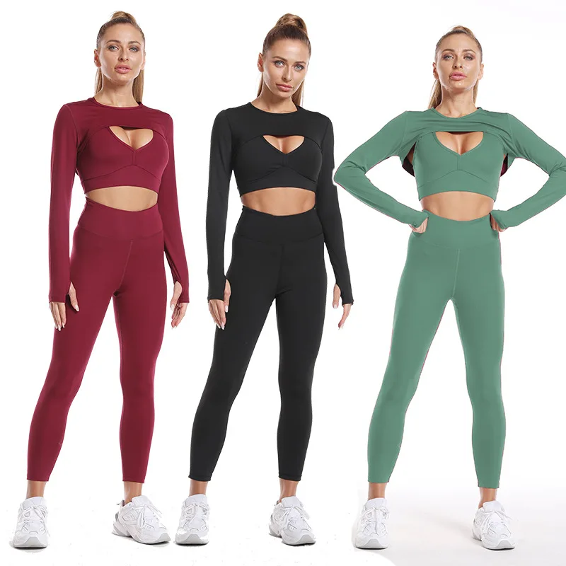 

3Pcs/2Pcs/1Pcs Yoga Set For Women Gym Set Female Sport Suit Running Clothes Women Fitness Gym Set Women Long Sleeve Gym Clothing