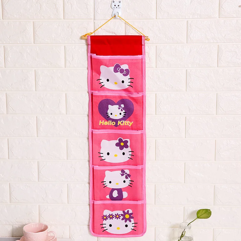 Pink kitty Теперь Подарочный крючок мультфильм настенный подвесной для хранения сумка модная игрушка органайзер для макияжа 5 карманов Висячие Сумки для хранения двери ванной - Цвет: Pink kitty