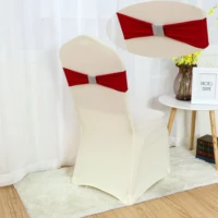 high quality spandex chair band bow with net ring for banquet party decoration event wedding elastic lycra chair sashes