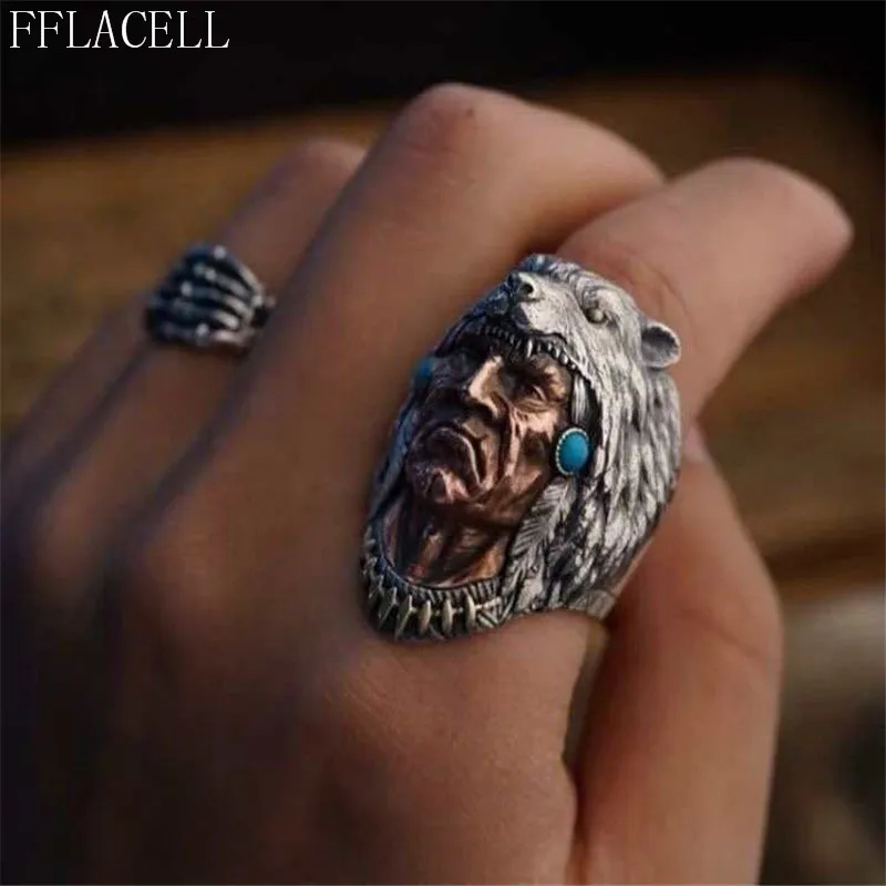 FFLACELL 2020 новое модное винтажное двухцветное кольцо оборотенок мужское властное