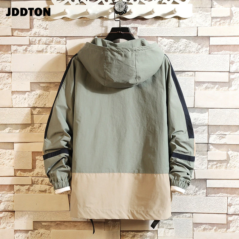 JDDTON весенне осенние мужские куртки с капюшоном контрастного цвета ветровка