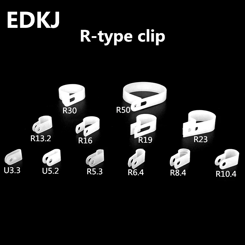 50 шт. зажим для кабеля R типа черно белый комплект винтов в сборе фиксированная