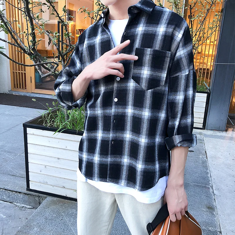 Новая мужская рубашка в повседневном стиле клетку хлопковая свободная футболка
