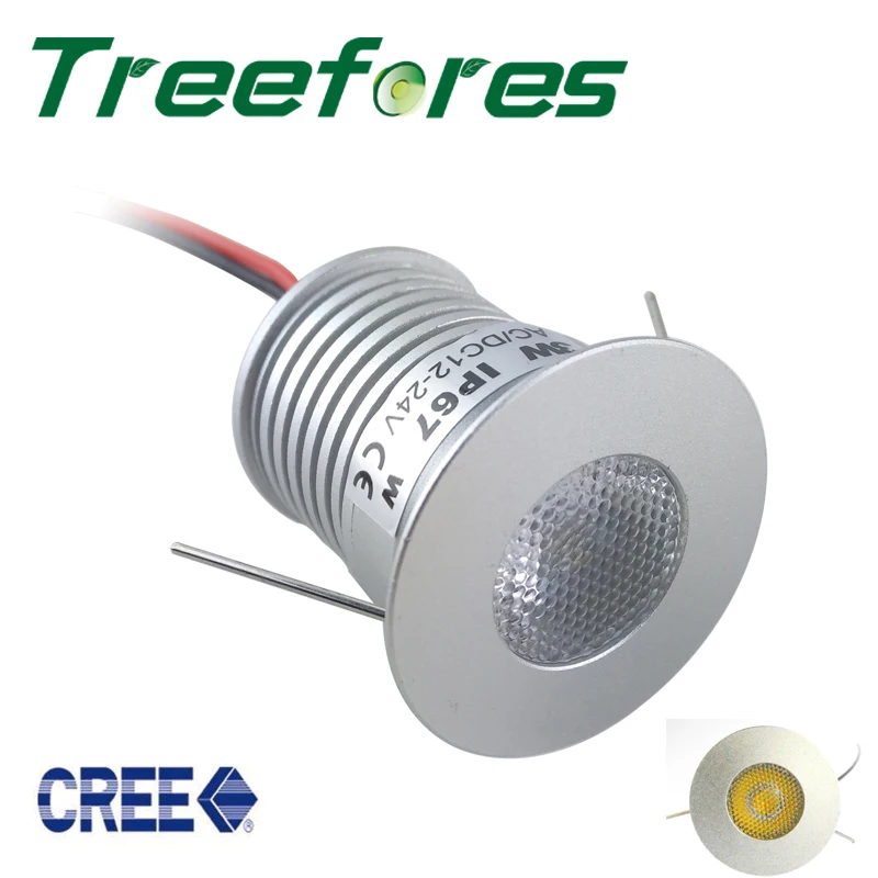 С регулируемой яркостью 3W 12V 24V прожектор светодиода CREE 30 мм с точечное освещение
