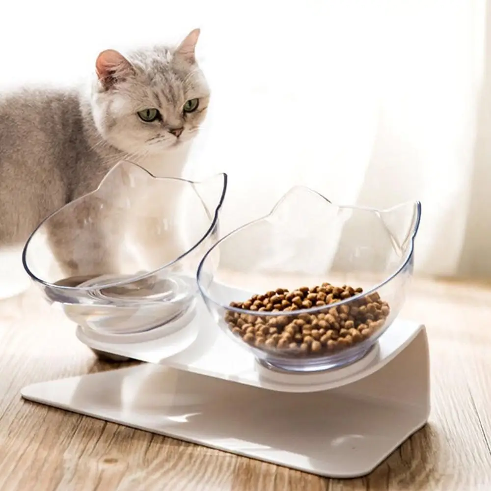 Миски для кошек с подставкой домашних животных двойная миска еды набор идеально