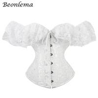 woman corset gothic clothes overbust lace black bustier tops white vintage bodice sexy off shoulder outfits