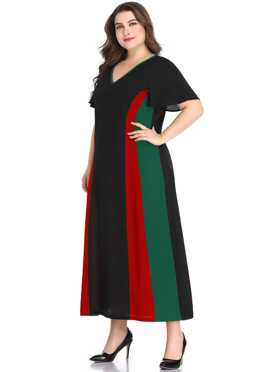 Женское длинное платье большого размера плюс свободное повседневное черное с